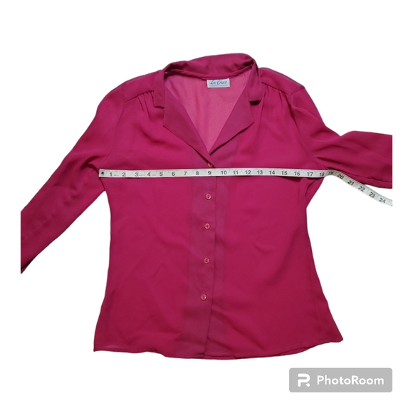 Le Chat Womens Vintage Blouse Small  Hot Pink Button Up Long Sleeves - Picture 4 of 4